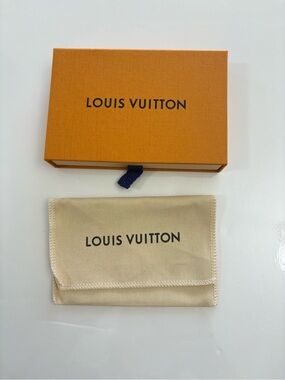 Louis Vuitton Orange Box with Beige Dust Pouch and Navy Pull Tab